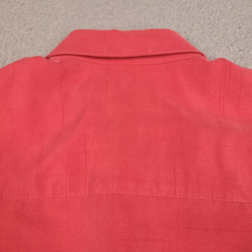 Bamboo Cay Fine Resort-Wear Leaning Palm‎ Tree Mens Large Red Salmon Embroidered